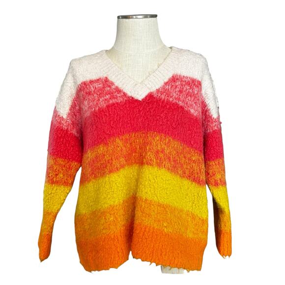 Anthropologie Sweaters - Anthropologie Simone Striped Fuzzy Knit Sweater Sz S
